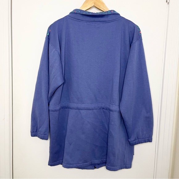 Lilac Vintage Floral Zip Up Cardigan Sweater - Picture 6 of 7